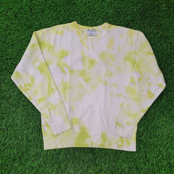 Champion Sweatshirt Medium 22x25 Green White Baggy - Picture 1 of 16